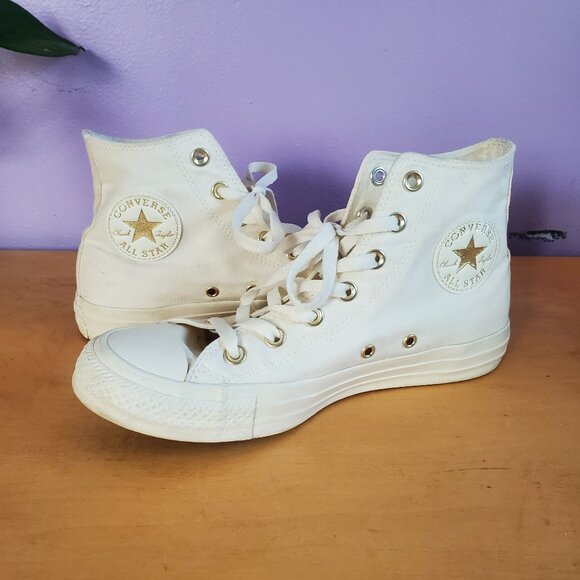 High Top Cream All Star Chuck Taylors - Picture 1 of 7